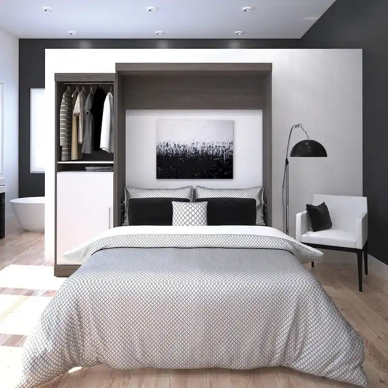 Nebula Queen Murphy Bed with Closet Organizer (90W) by Bestar