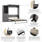 Queen Murphy Bed met Kast Organizer en Deuren (90W)