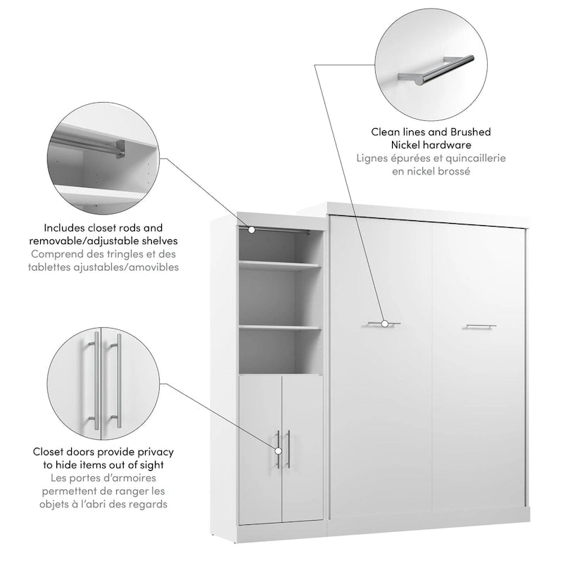 Queen Murphy Bed met Kast Organizer en Deuren (90W)