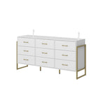 Ladekast met 9 lades en goudkleurige metalen handgrepen, 61,4B x 15,7D x 29,9H