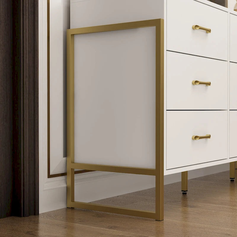 Ladekast met 9 lades en goudkleurige metalen handgrepen, 61,4B x 15,7D x 29,9H