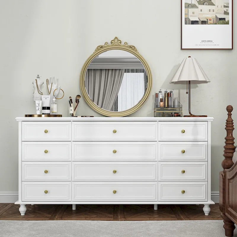 12 Drawer Closet 63 W Dresser White Chest Srorage Cabinet Lacquer