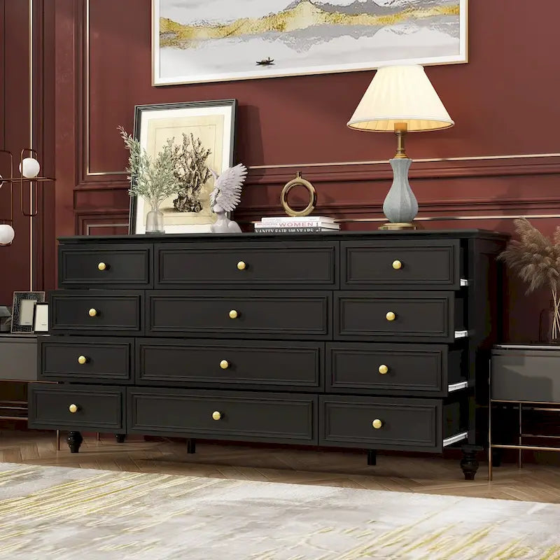 12-Laden Commode met Witte Afwerking – 160 cm Brede Slaapkamerkast