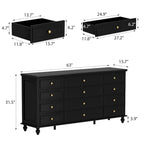 12-Laden Commode met Witte Afwerking – 160 cm Brede Slaapkamerkast