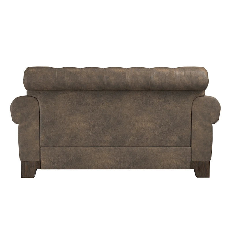 Gecapitonneerde Chesterfield loveseat met gerolde armleuningen en nagelkopaccenten