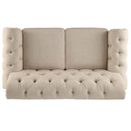 Gecapitonneerde Chesterfield loveseat met gerolde armleuningen en nagelkopaccenten