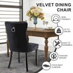 Set van 2 fluwelen gestoffeerde eetkamerstoelen met siernagels en rugring