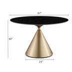 Moderne ronde eettafel met gouden metalen onderstel