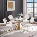 Moderne ronde eettafel met gouden metalen onderstel