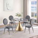 Moderne ronde eettafel met gouden metalen onderstel