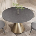 Moderne ronde eettafel met gouden metalen onderstel
