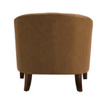Fauteuil van kunstleer met tonvorm en houten poten (set van 4)