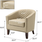 Fauteuil van kunstleer met tonvorm en houten poten (set van 4)