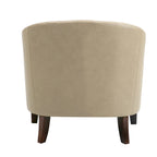 Fauteuil van kunstleer met tonvorm en houten poten (set van 4)
