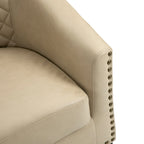 Fauteuil van kunstleer met tonvorm en houten poten (set van 4)