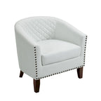 Fauteuil van kunstleer met tonvorm en houten poten (set van 4)
