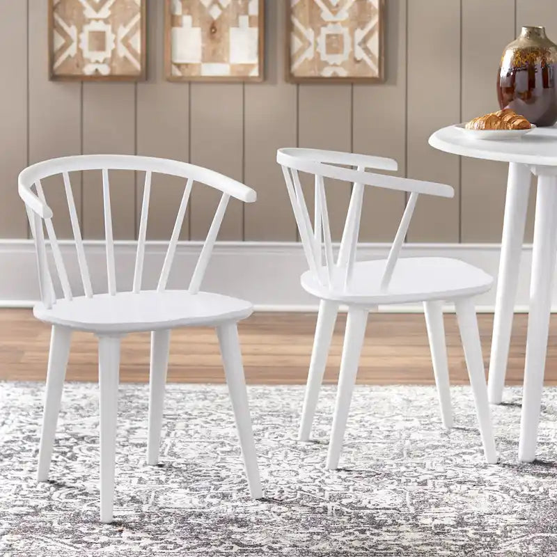 Massief houten eetkamerstoelen met spijlen (set van 2)