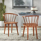 Massief houten eetkamerstoelen met spijlen (set van 2)
