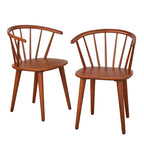 Massief houten eetkamerstoelen met spijlen (set van 2)