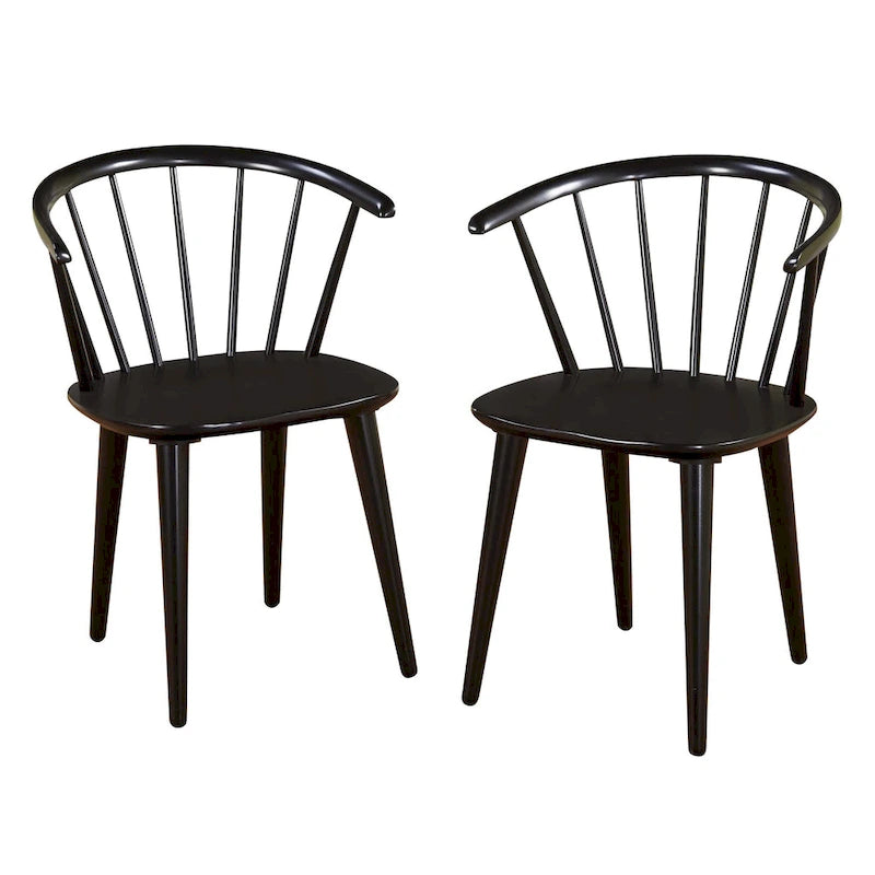 Massief houten eetkamerstoelen met spijlen (set van 2)