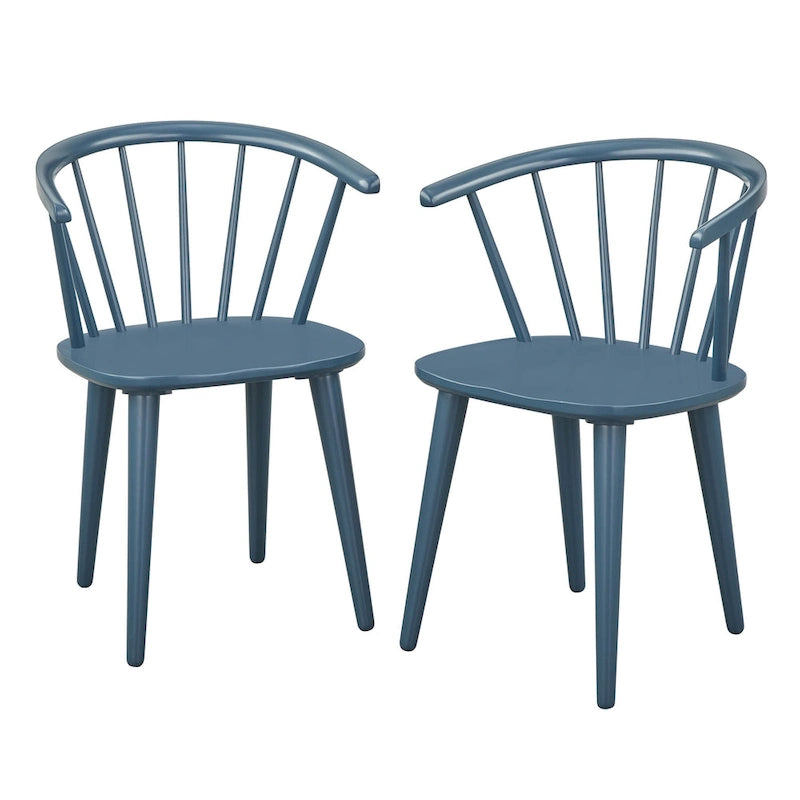 Massief houten eetkamerstoelen met spijlen (set van 2)