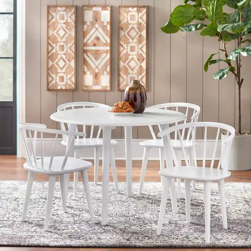 Massief houten eetkamerstoelen met spijlen (set van 2)