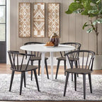Massief houten eetkamerstoelen met spijlen (set van 2)