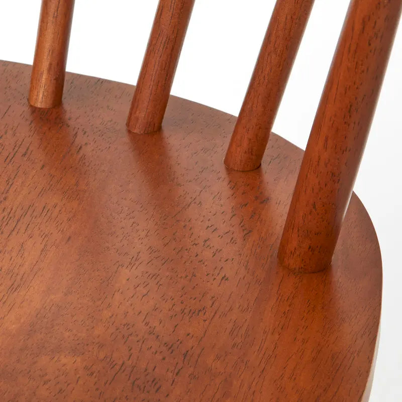 Massief houten eetkamerstoelen met spijlen (set van 2)