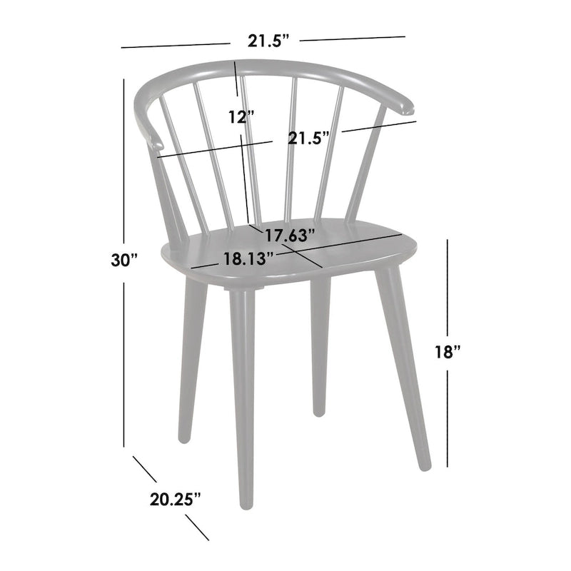 Massief houten eetkamerstoelen met spijlen (set van 2)