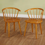Massief houten eetkamerstoelen met spijlen (set van 2)