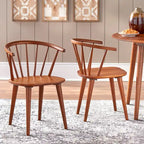 Massief houten eetkamerstoelen met spijlen (set van 2)