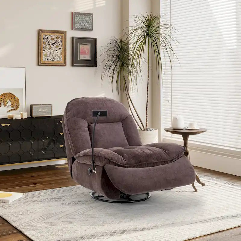 Verstelbare Draaibare Chenille Recliner met Telefoonhouder