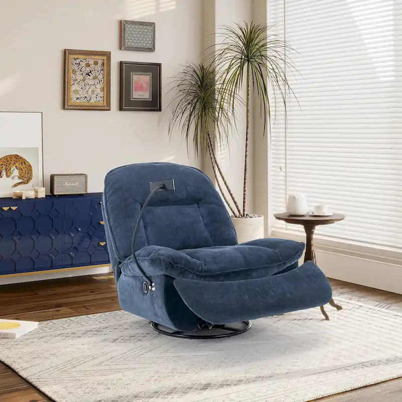 Verstelbare Draaibare Chenille Recliner met Telefoonhouder