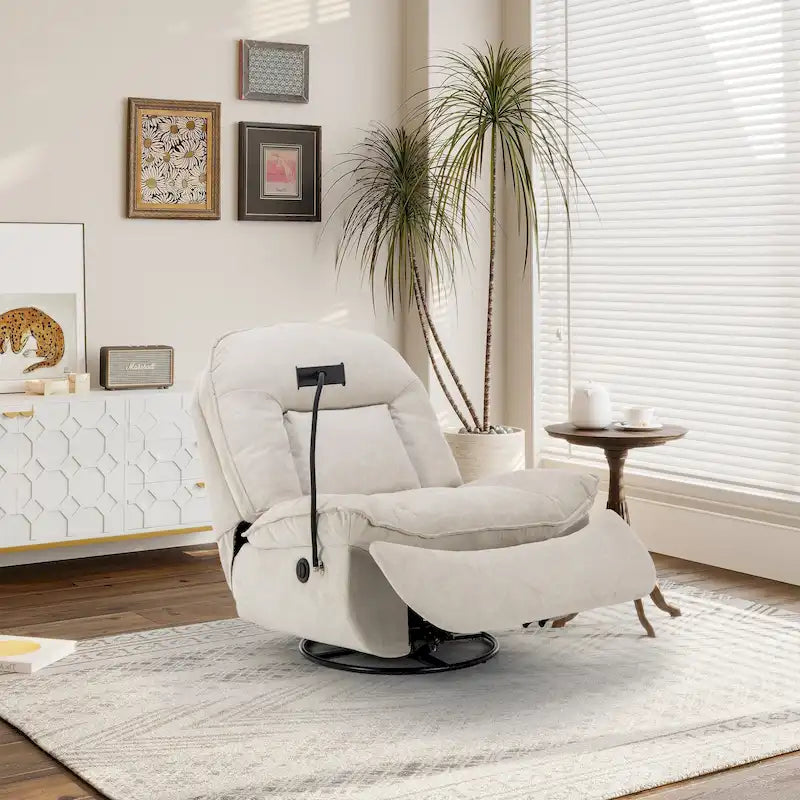 Verstelbare Draaibare Chenille Recliner met Telefoonhouder