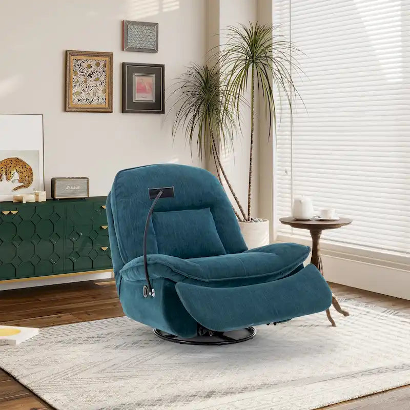 Verstelbare Draaibare Chenille Recliner met Telefoonhouder