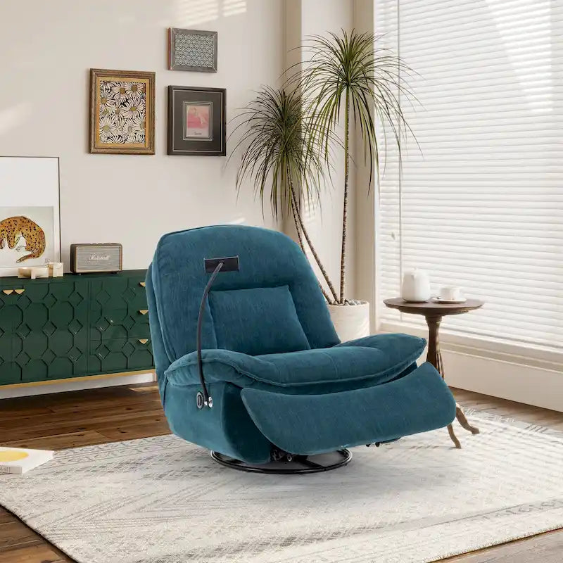 Verstelbare Draaibare Chenille Recliner met Telefoonhouder