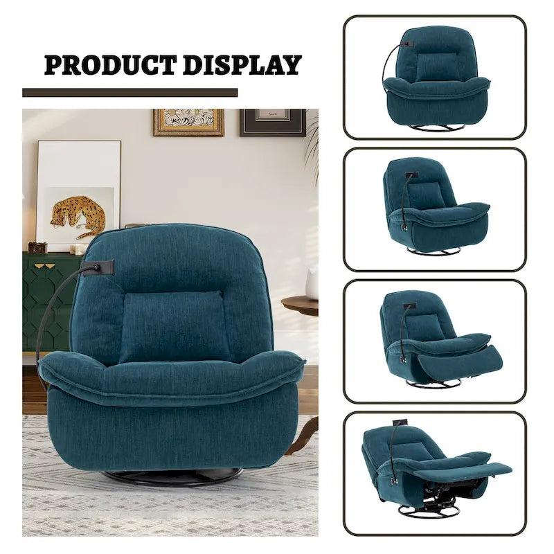 Verstelbare Draaibare Chenille Recliner met Telefoonhouder