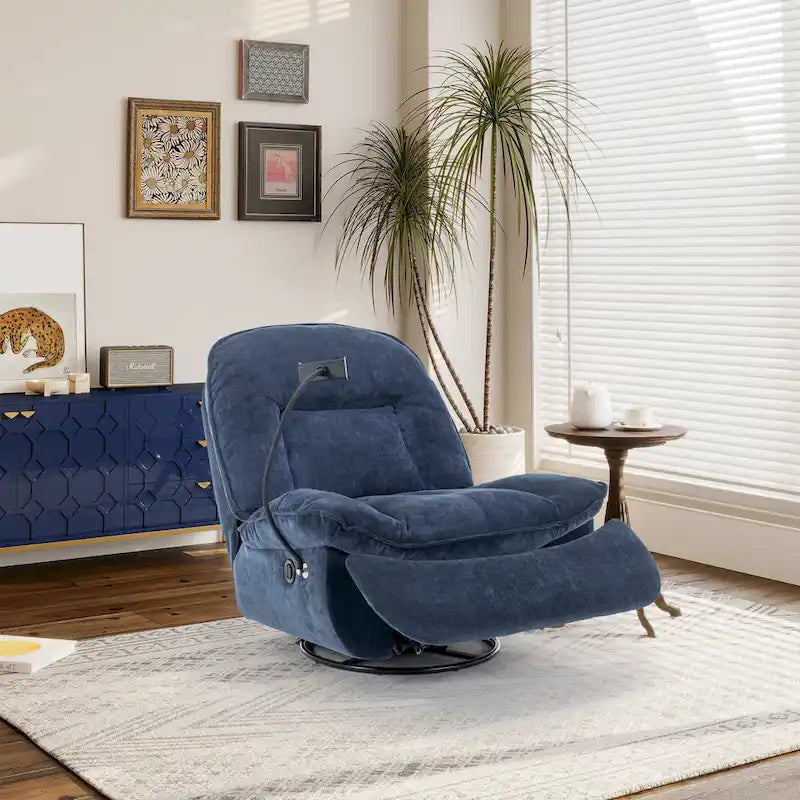 Verstelbare Draaibare Chenille Recliner met Telefoonhouder