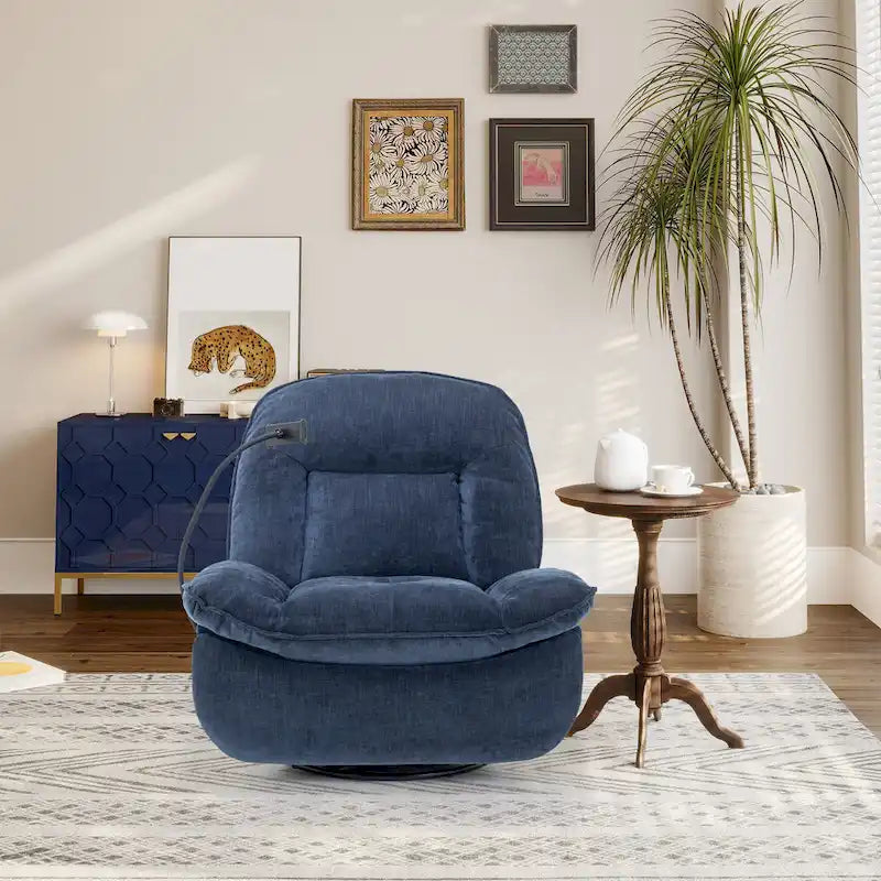 Verstelbare Draaibare Chenille Recliner met Telefoonhouder