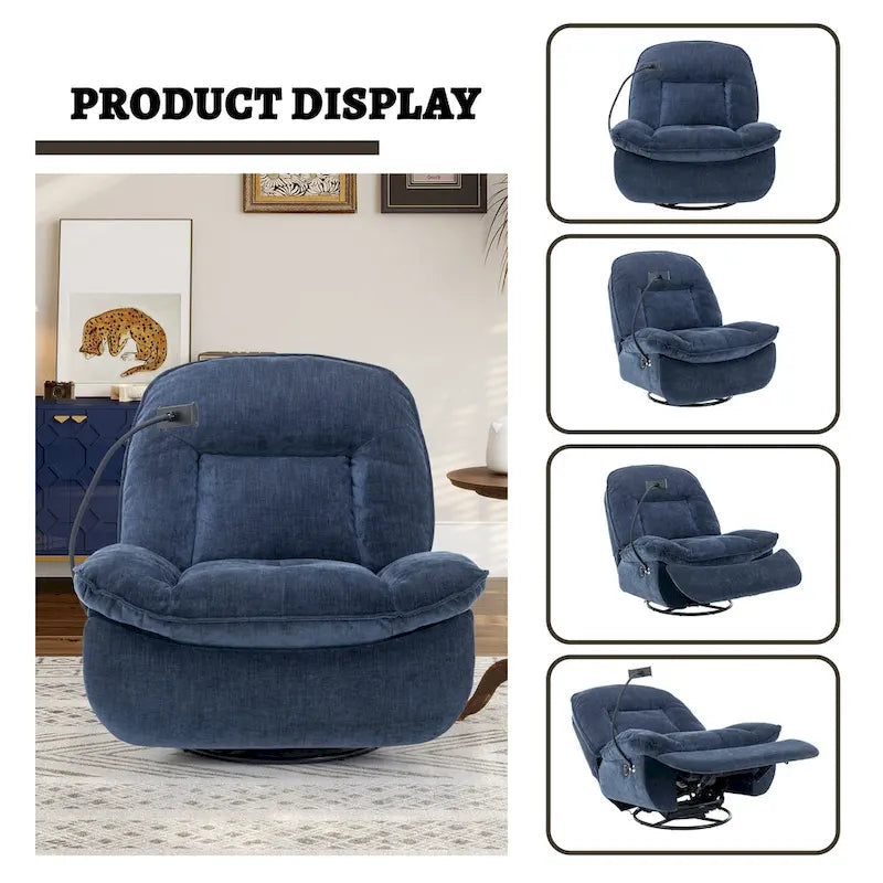 Verstelbare Draaibare Chenille Recliner met Telefoonhouder