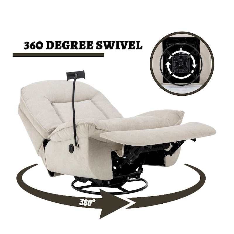 Verstelbare Draaibare Chenille Recliner met Telefoonhouder