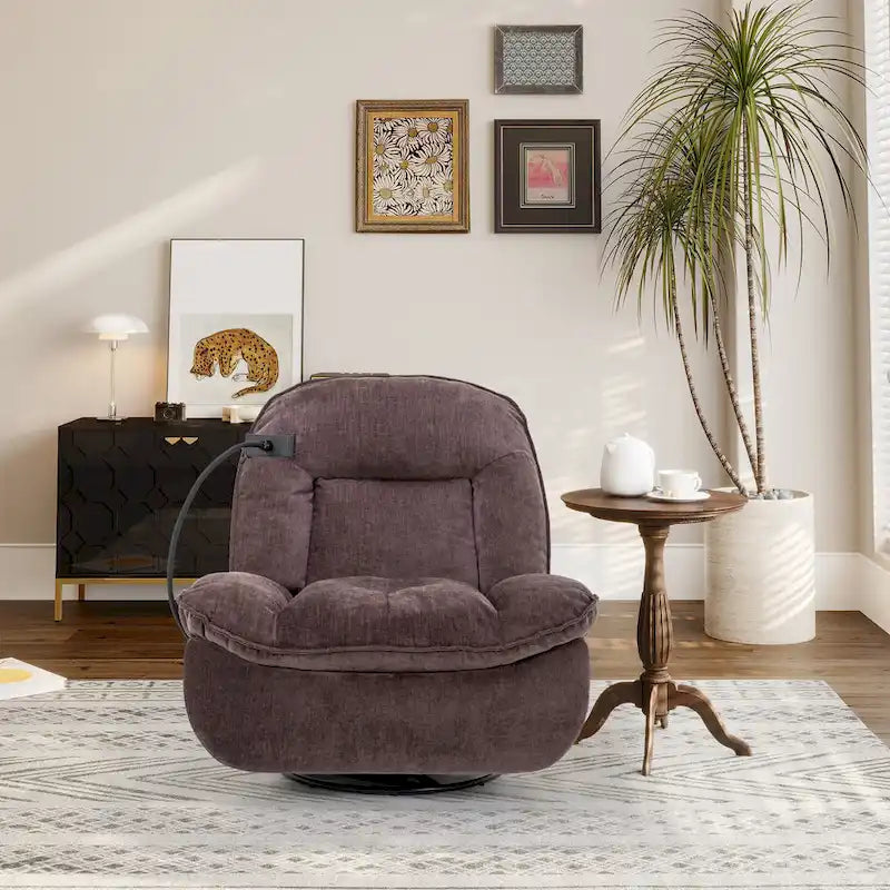 Verstelbare Draaibare Chenille Recliner met Telefoonhouder