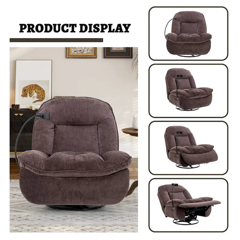 Verstelbare Draaibare Chenille Recliner met Telefoonhouder