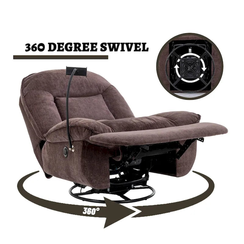 Verstelbare Draaibare Chenille Recliner met Telefoonhouder
