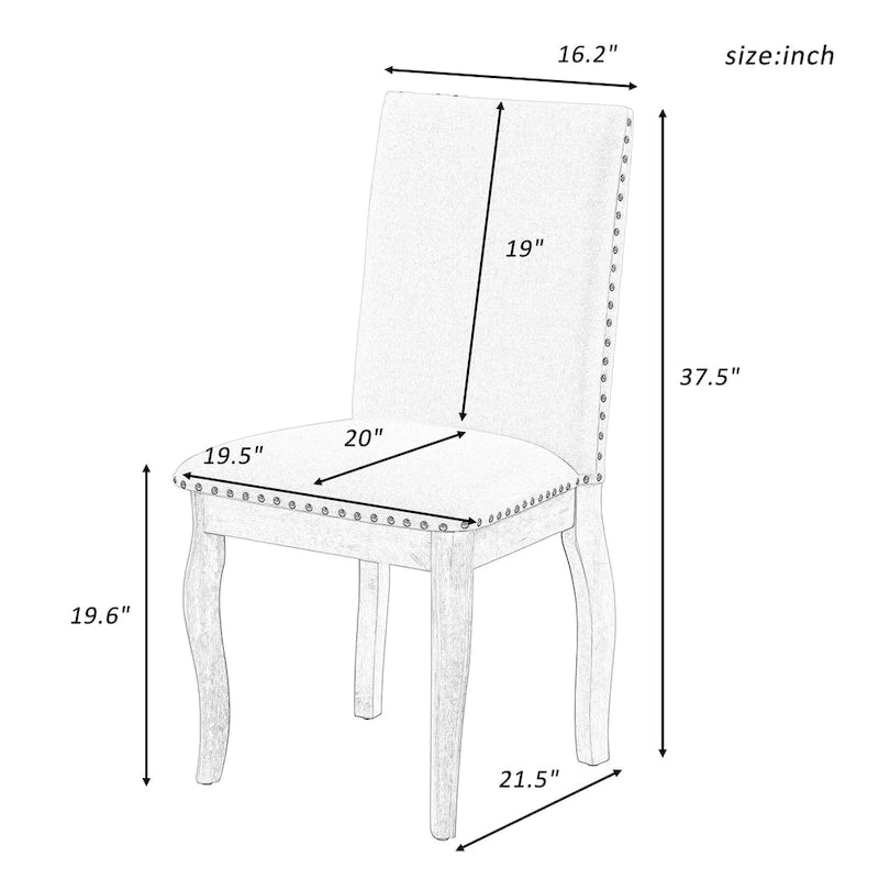 Set van 4 gestoffeerde eetkamerstoelen met nagelafwerking