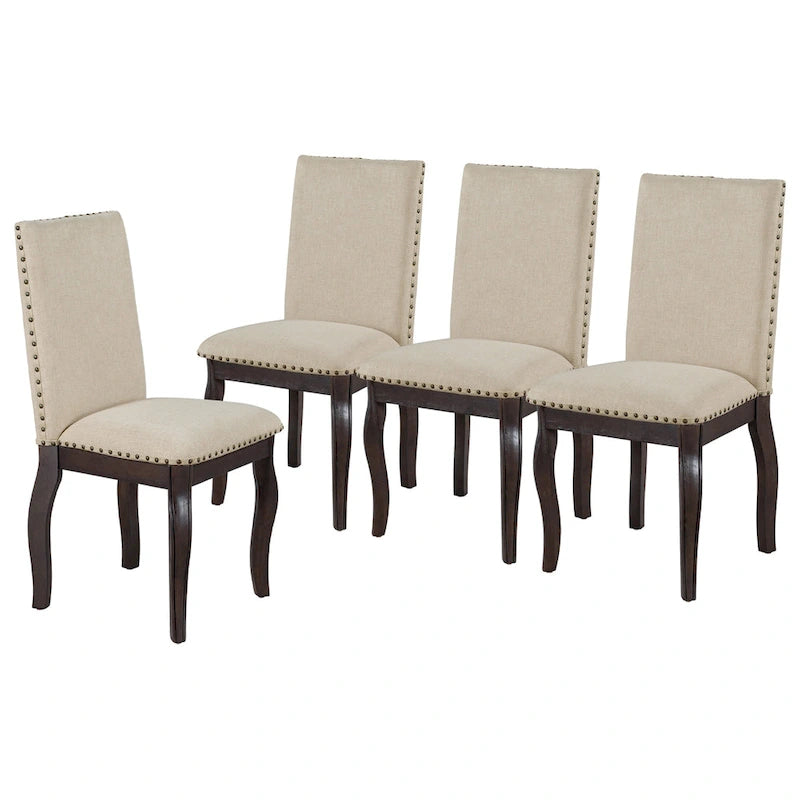 Set van 4 gestoffeerde eetkamerstoelen met nagelafwerking