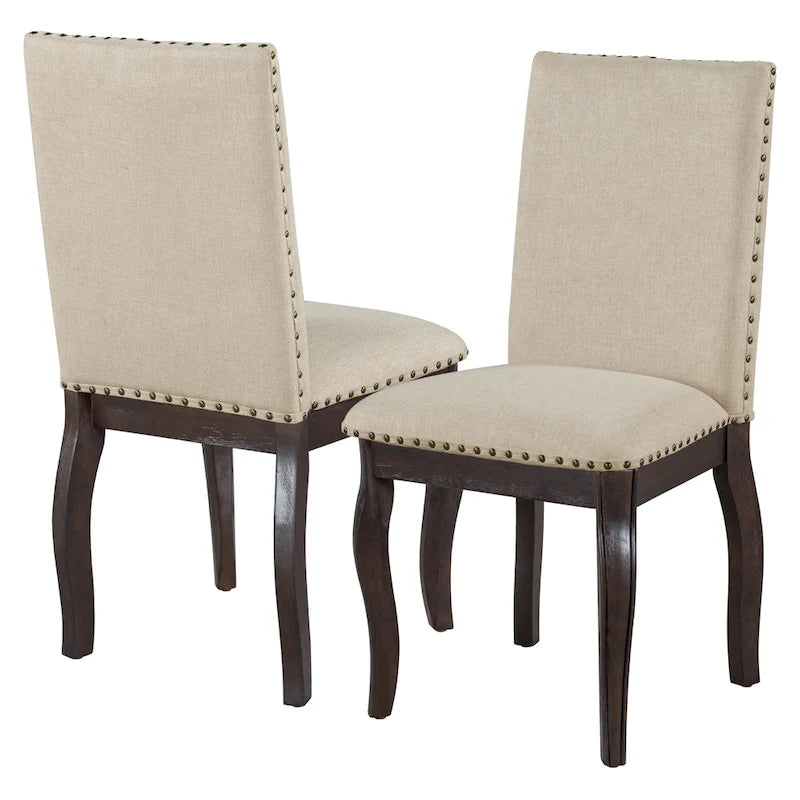 Set van 4 gestoffeerde eetkamerstoelen met nagelafwerking