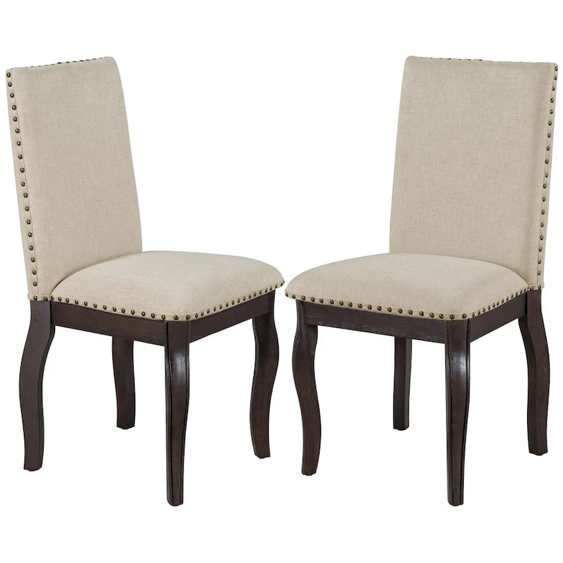 Set van 4 gestoffeerde eetkamerstoelen met nagelafwerking