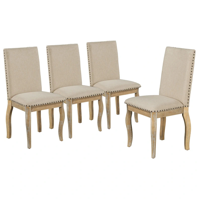 Set van 4 gestoffeerde eetkamerstoelen met nagelafwerking