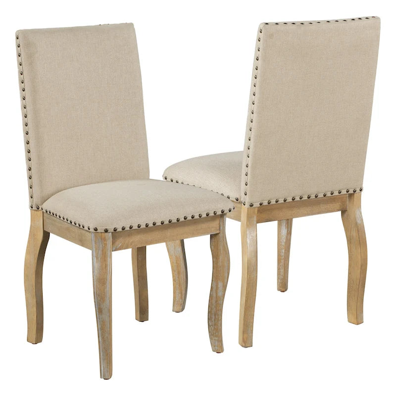 Set van 4 gestoffeerde eetkamerstoelen met nagelafwerking